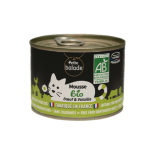 Mousse bio boeuf et volaille 200g - Humide "Petite balade"